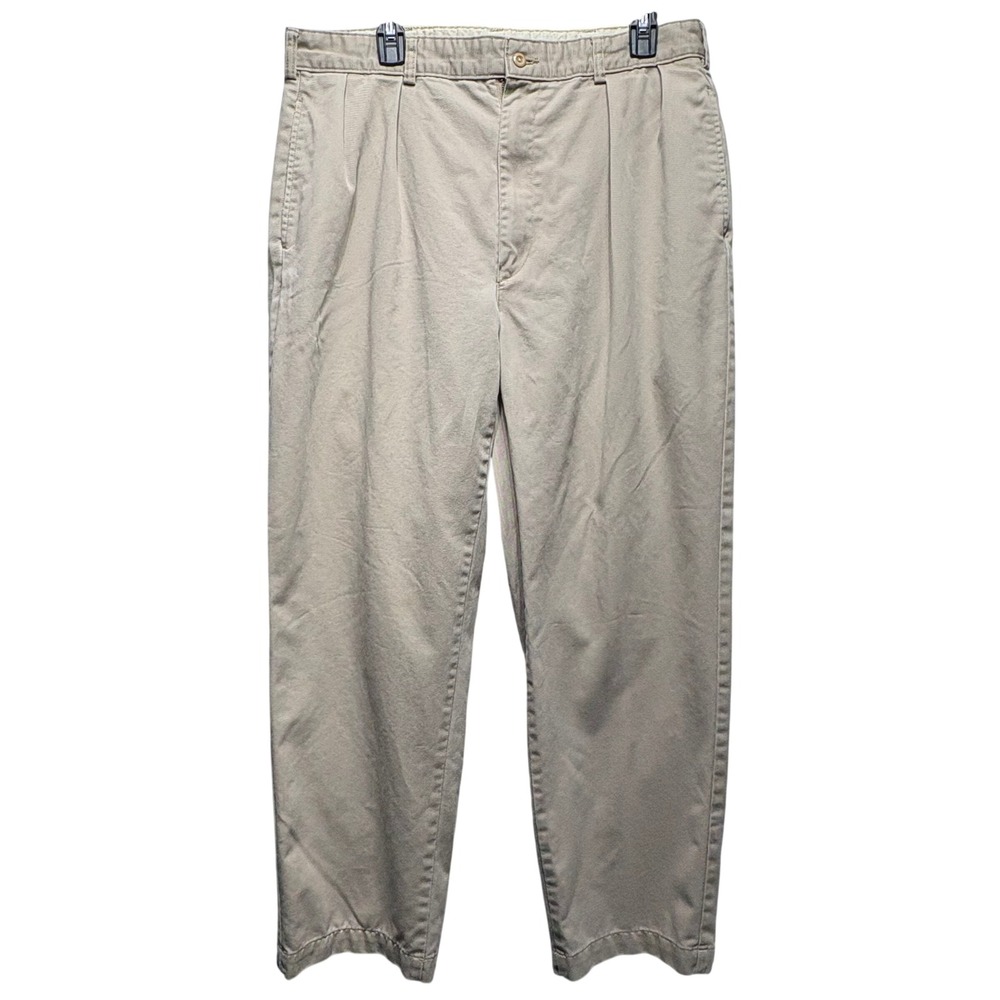 Polo Ralph Lauren Andrew Pant Mens 34x29 Tan Khaki Pleated Chino Trousers Cotton